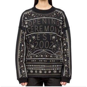 Opening Ceremony 2002 Studded Logo Sweatshirt Jumper Gold Silver Long Sleeve S